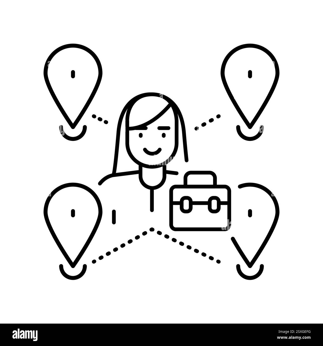 Icona della linea nera della mobilità sociale. Disuguaglianza e pregiudizio degli elementi isolati dal vettore. Traccia modificabile. Illustrazione Vettoriale