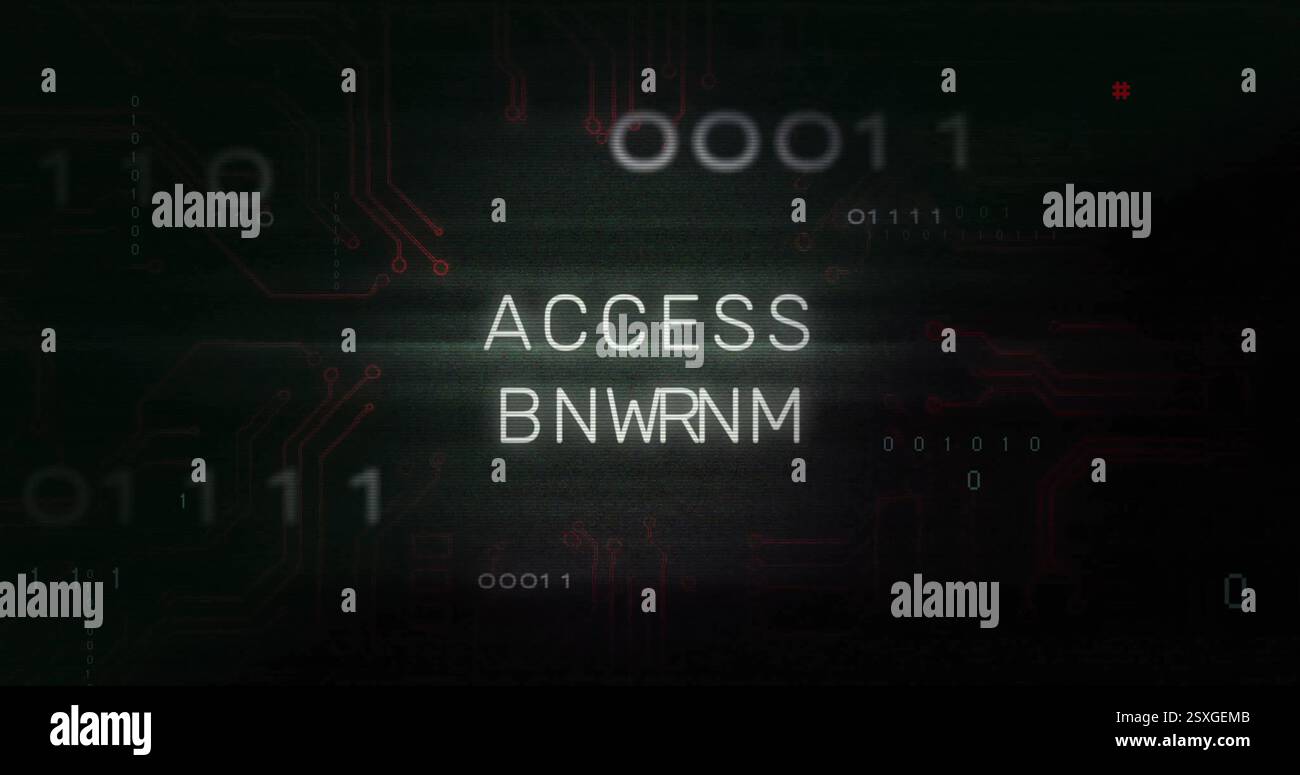 Immagine del testo Access con elaborazione dati su sfondo nero Foto Stock