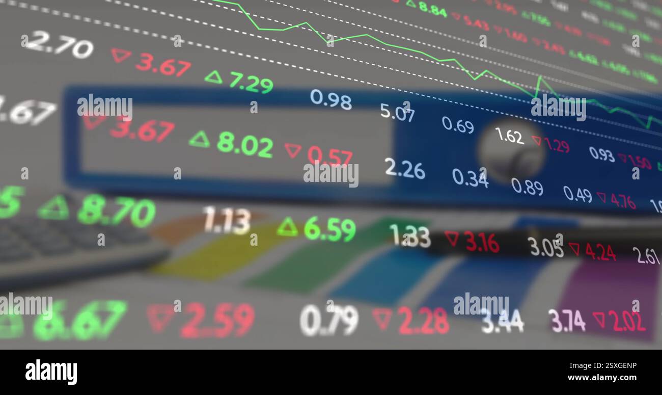 Immagine dell'elaborazione dei dati finanziari su file Foto Stock