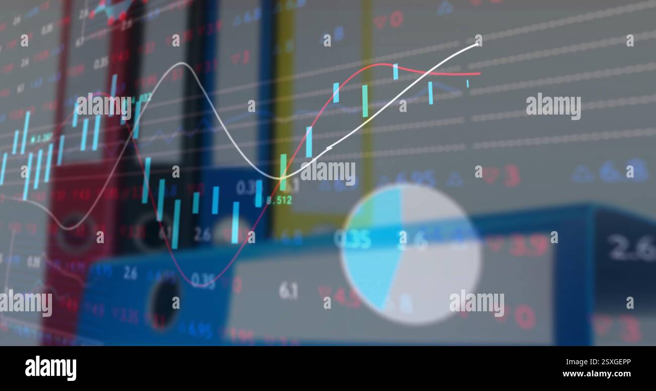 Immagine dell'elaborazione dei dati finanziari su file Foto Stock