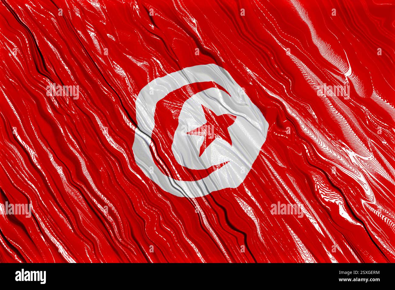 Tessuto di seta testurizzata con bandiera tunisina. Illustrazione Vettoriale