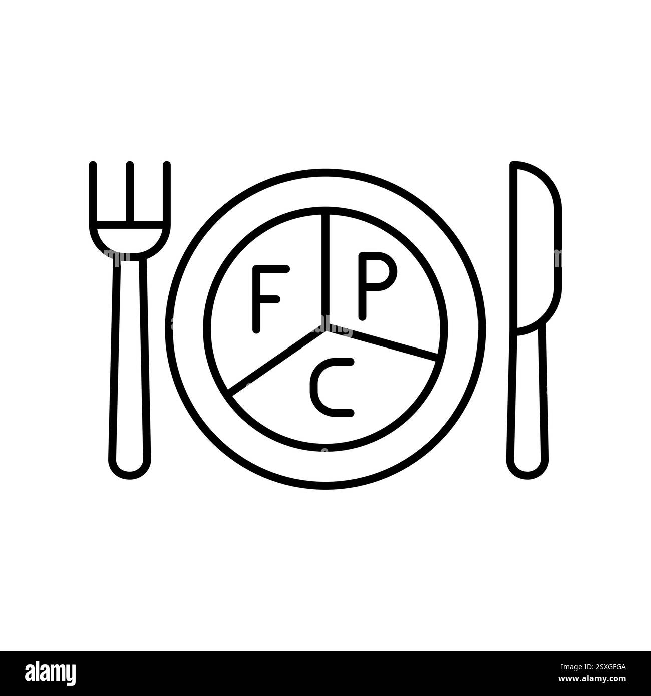 Icona della linea nera dieta. Elemento isolato vettoriale. Ictus modificabile in Nutritionologia . Traccia modificabile. Illustrazione Vettoriale