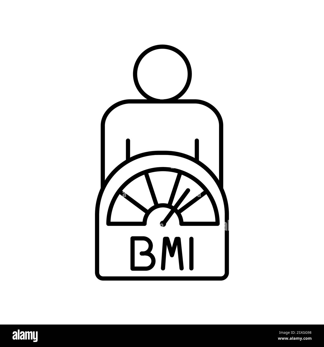 icona della linea nera bmi dell'indice di massa corporea. Elemento isolato vettoriale. Ictus modificabile in Nutritionologia . Traccia modificabile. Illustrazione Vettoriale