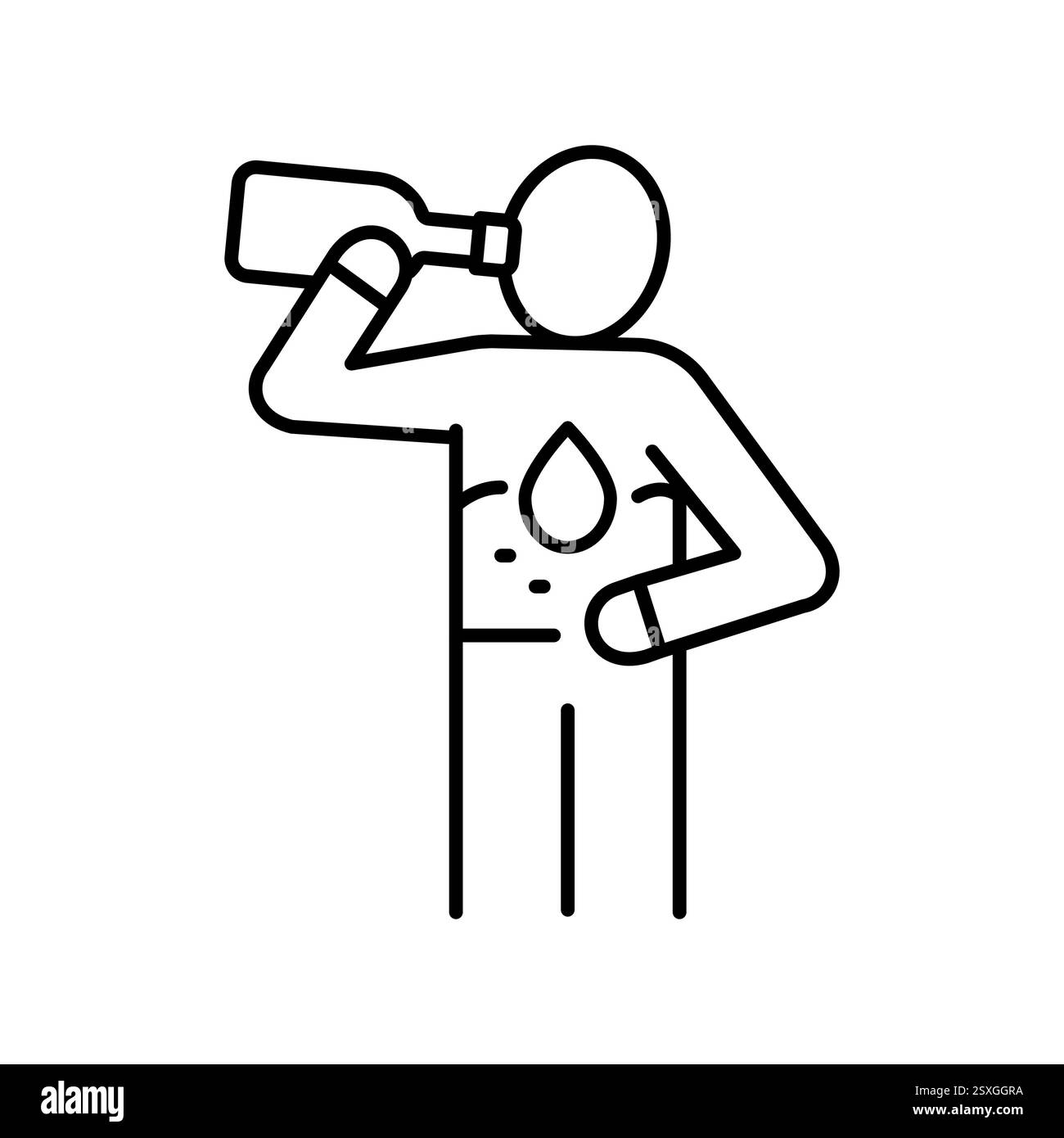 Icona della linea nera di idratazione. Elemento isolato vettoriale. Ictus modificabile in Nutritionologia . Traccia modificabile. Illustrazione Vettoriale