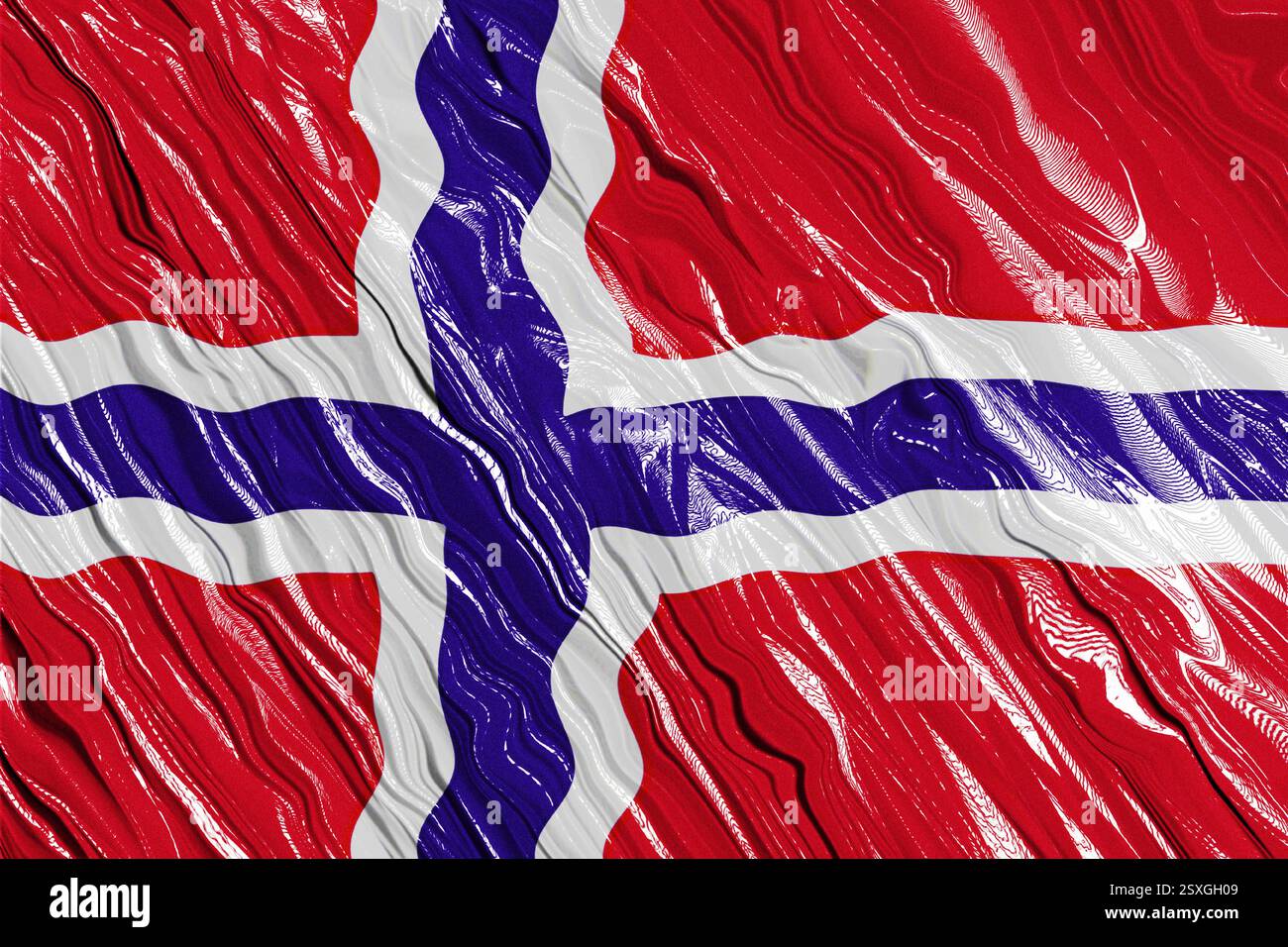 Tessuto di seta testurizzata con bandiera norvegese. Illustrazione Vettoriale