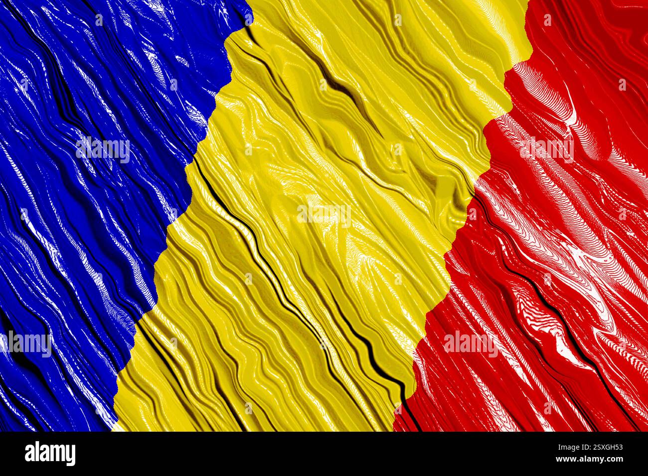 Tessuto di seta testurizzata con bandiera rumena. Illustrazione Vettoriale