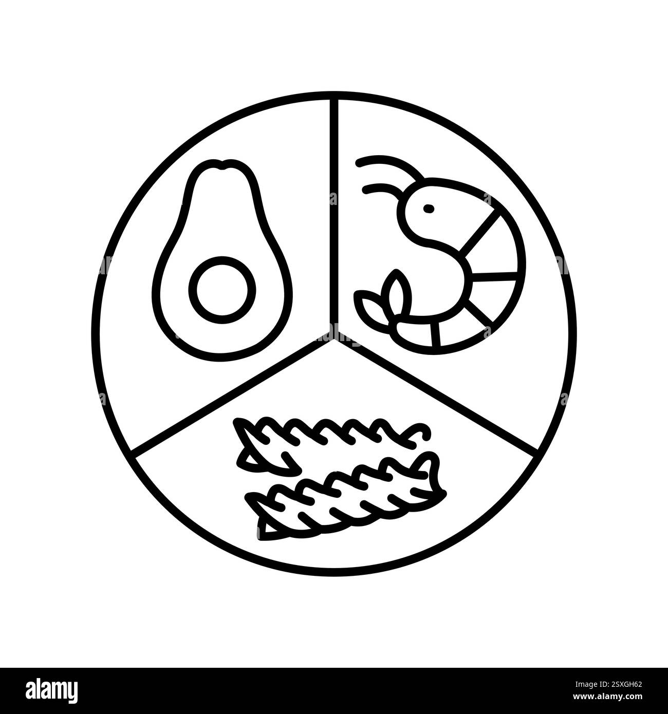 Icona della linea nera dei macronutrienti. Elemento isolato vettoriale. Ictus modificabile in Nutritionologia . Traccia modificabile. Illustrazione Vettoriale