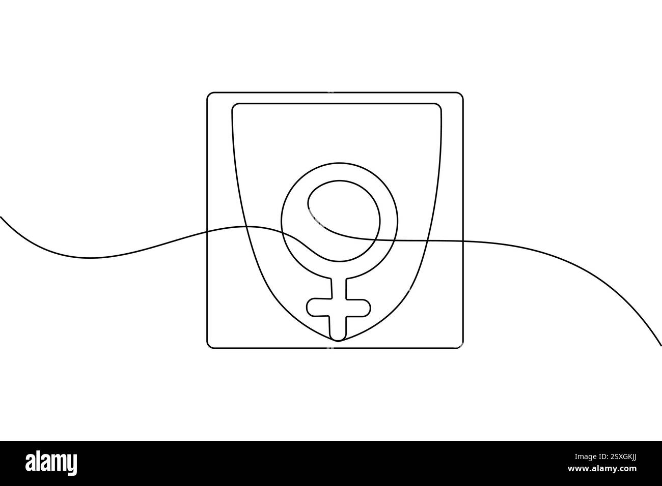 Simbolo di genere femminile grafica a una linea con icona vettoriale minimalista isolata Illustrazione Vettoriale