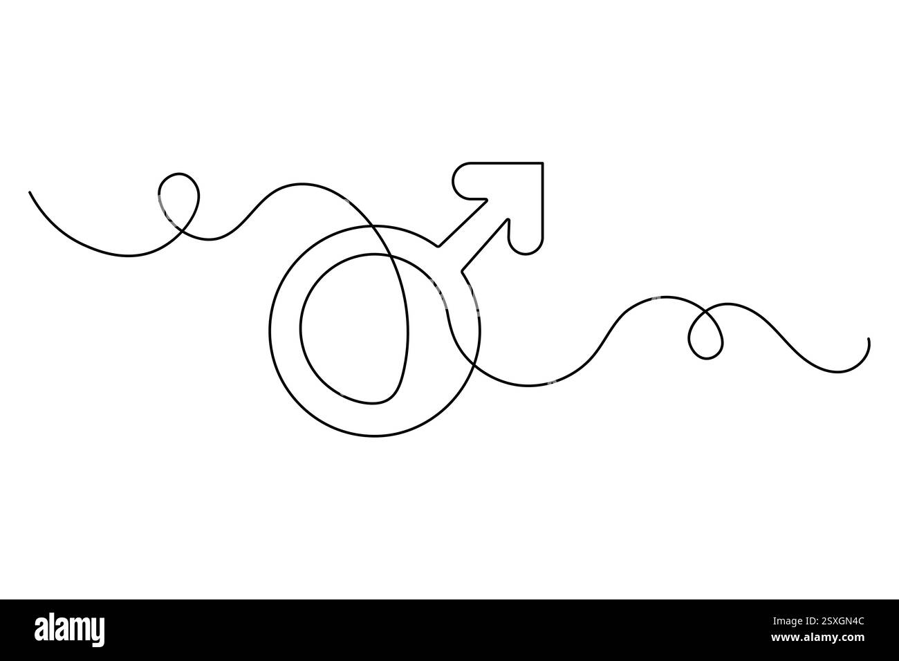 Simbolo di genere femminile grafica a una linea con icona vettoriale minimalista isolata Illustrazione Vettoriale