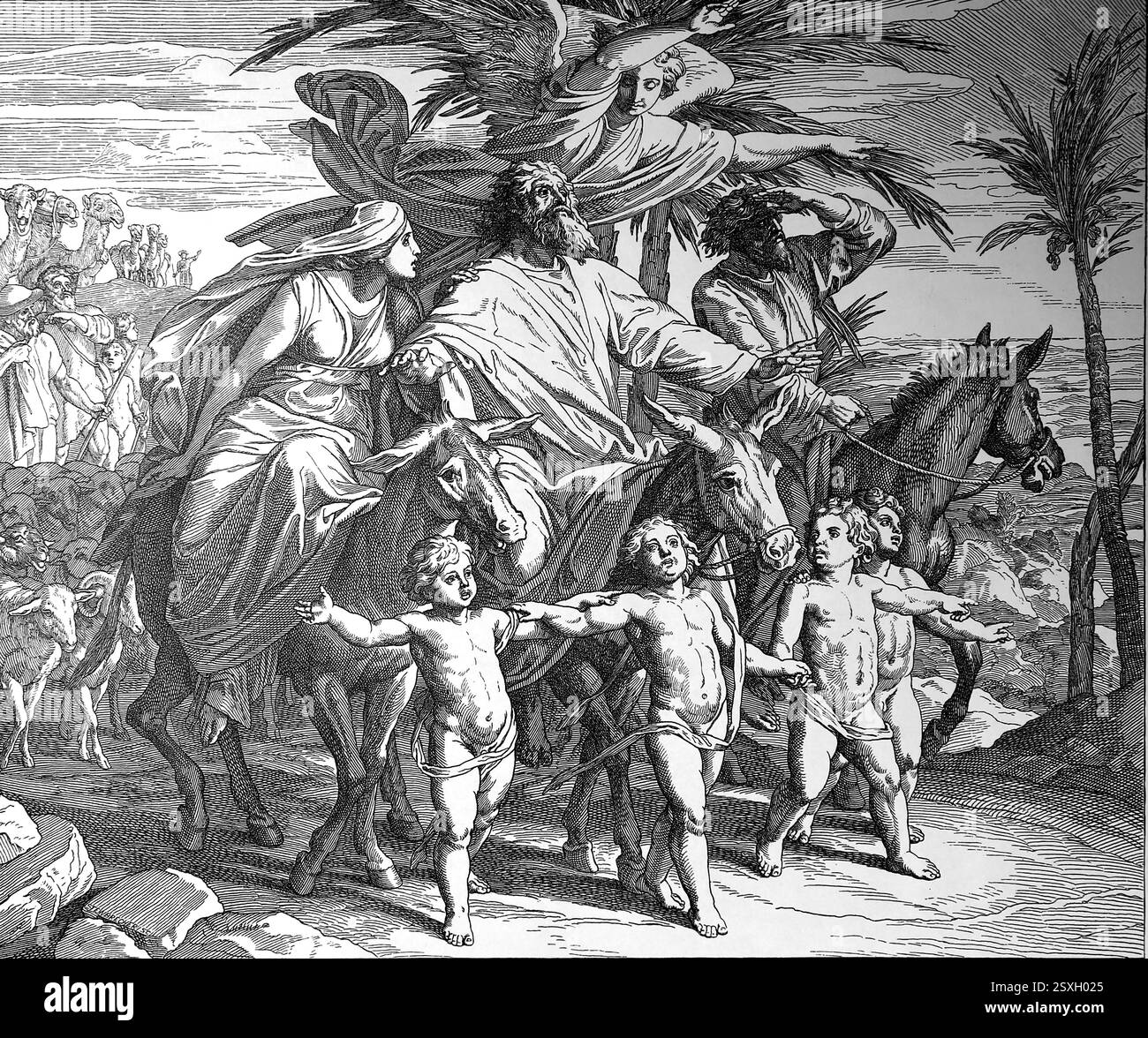 Vecchio Testamento. Abram vede la "Terra promessa" di Canaan. Genesi. Illustrazione di J. Schnorr von Carolsfeld. "La Bibbia dei quadri", 1852-60. Foto Stock