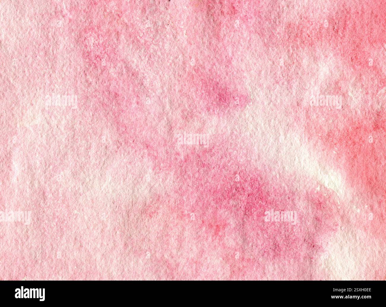 Illustrazione astratta acquerello sfondo rosa, effetto marmo. Sfondo rosa sfumato su carta a trama Foto Stock