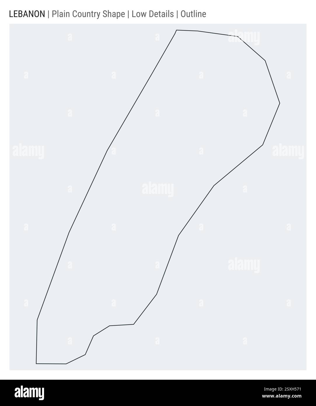 Mappa della pianura del Libano. Dettagli bassi. Stile contorno. La forma del Libano. Illustrazione vettoriale. Illustrazione Vettoriale