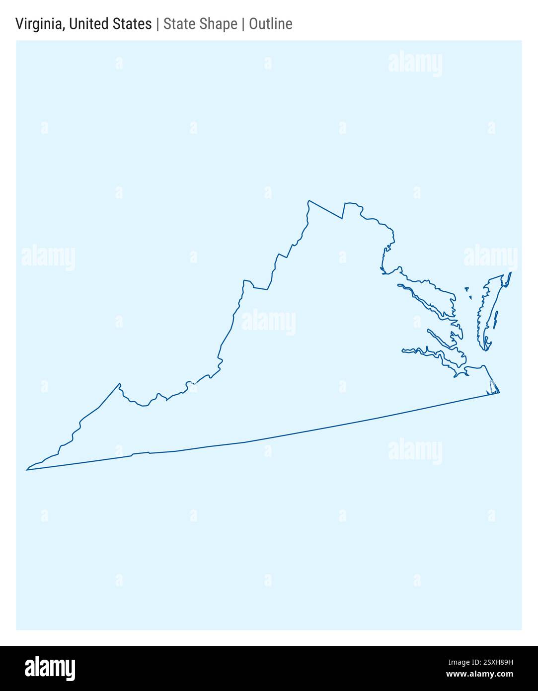 Virginia, Stati Uniti. Semplice mappa vettoriale. Stato forma. Stile contorno. Confine della Virginia. Illustrazione vettoriale. Illustrazione Vettoriale