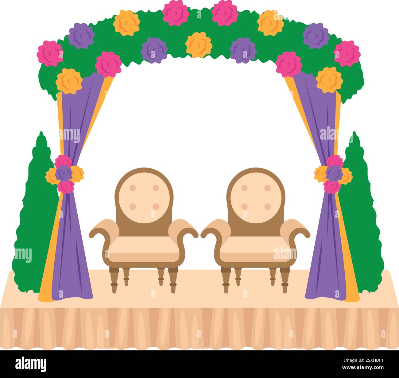 Decorazioni classiche in stile Mandap per matrimoni Illustrazione Vettoriale Decorazioni classiche in stile Mandap per matrimoni Illustrazione Vettoriale