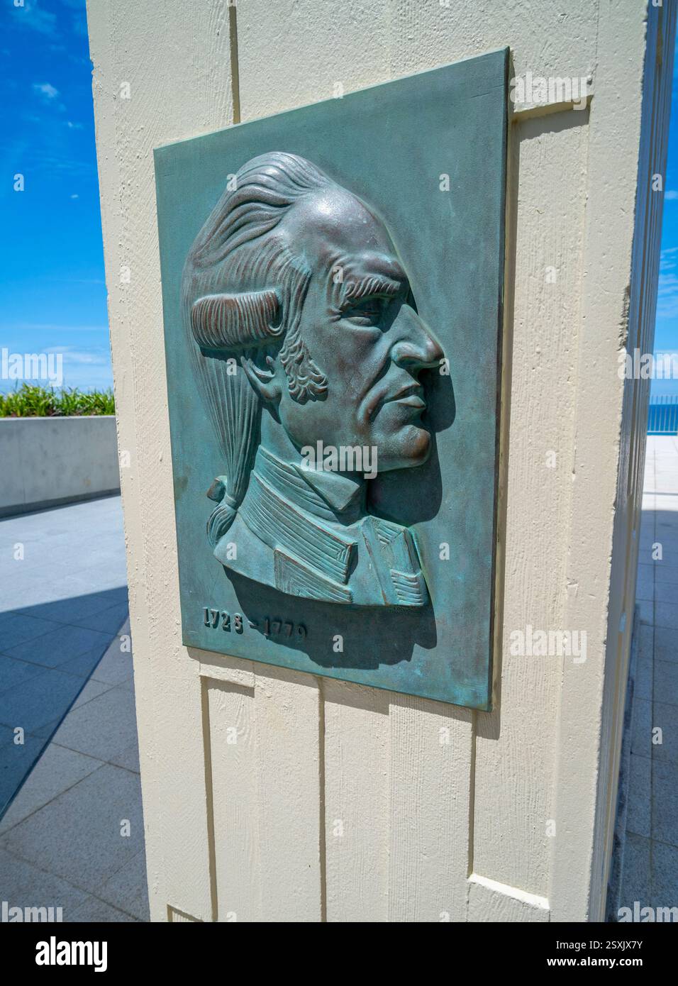 Captain Cook Memorial and Lighthouse il monumento e faro costruito nel 1970 commemora il 200° anniversario dell'esplorazione del capitano James Cook Foto Stock