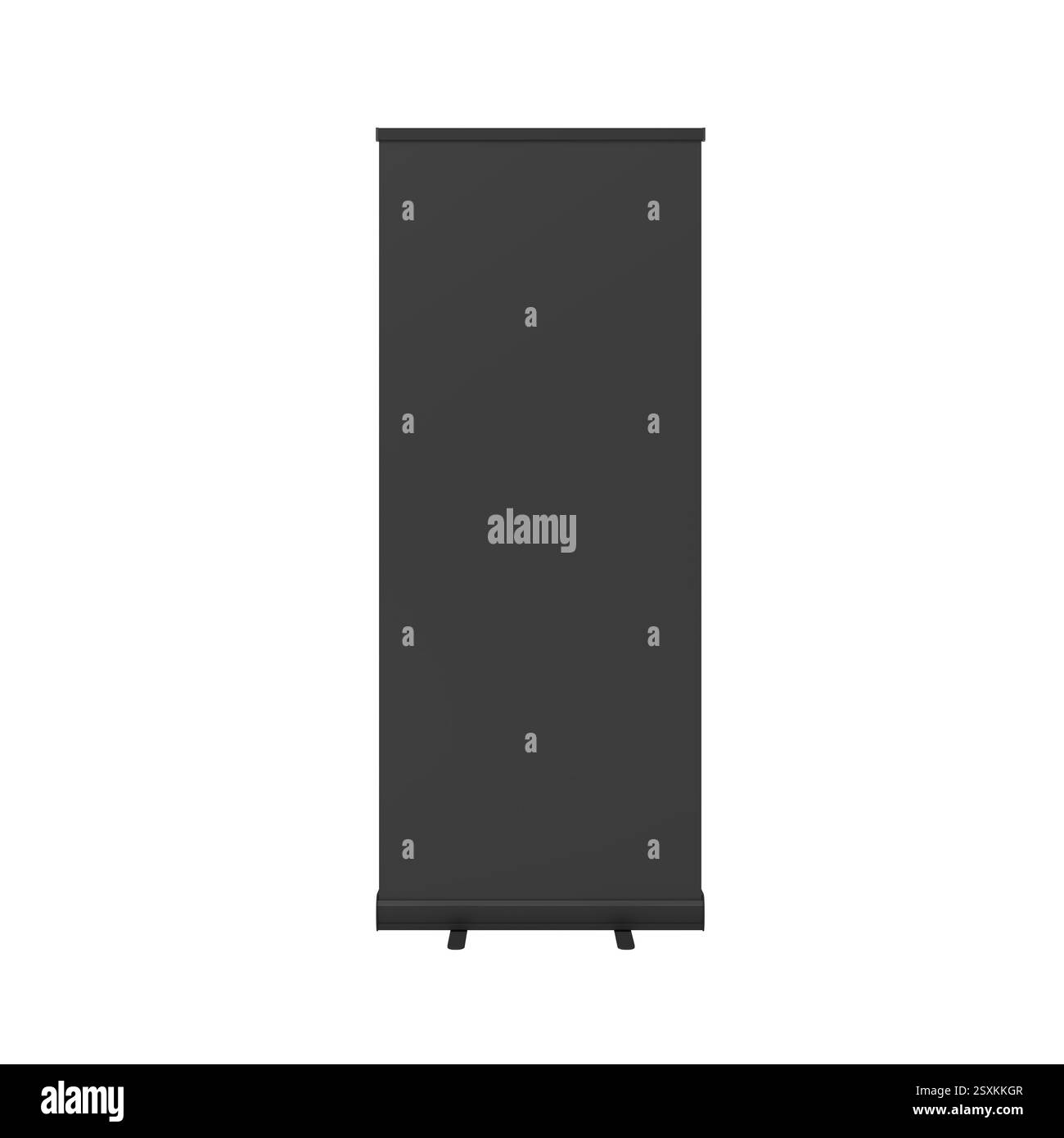 Banner avvolgibile. Mockup. Isolato. Colore nero. illustrazione 3d. Foto Stock