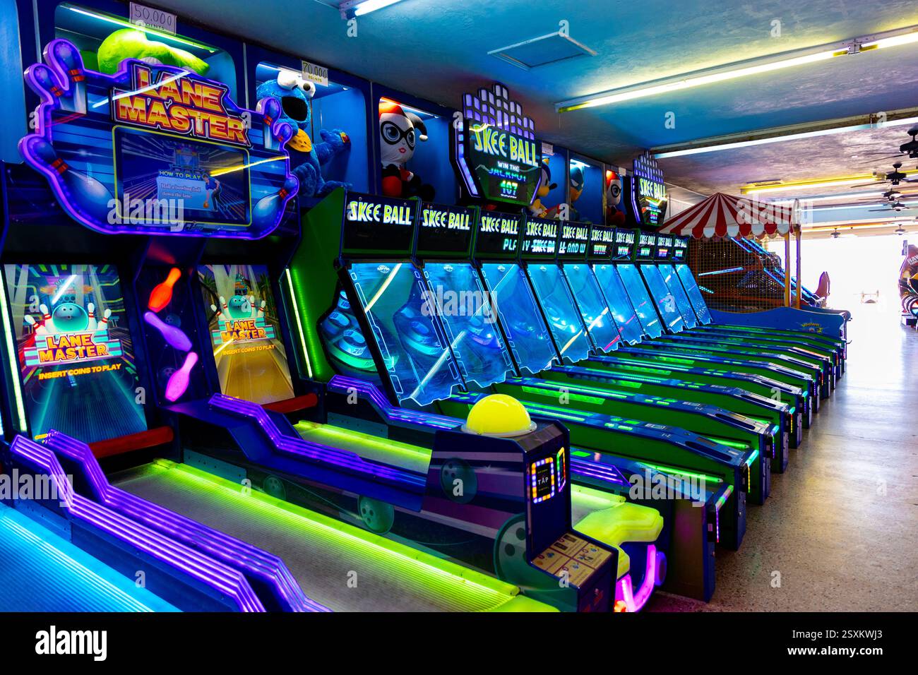 Interno del Mardi Gras Fun Center, Daytona Beach, Florida, Stati Uniti Foto Stock