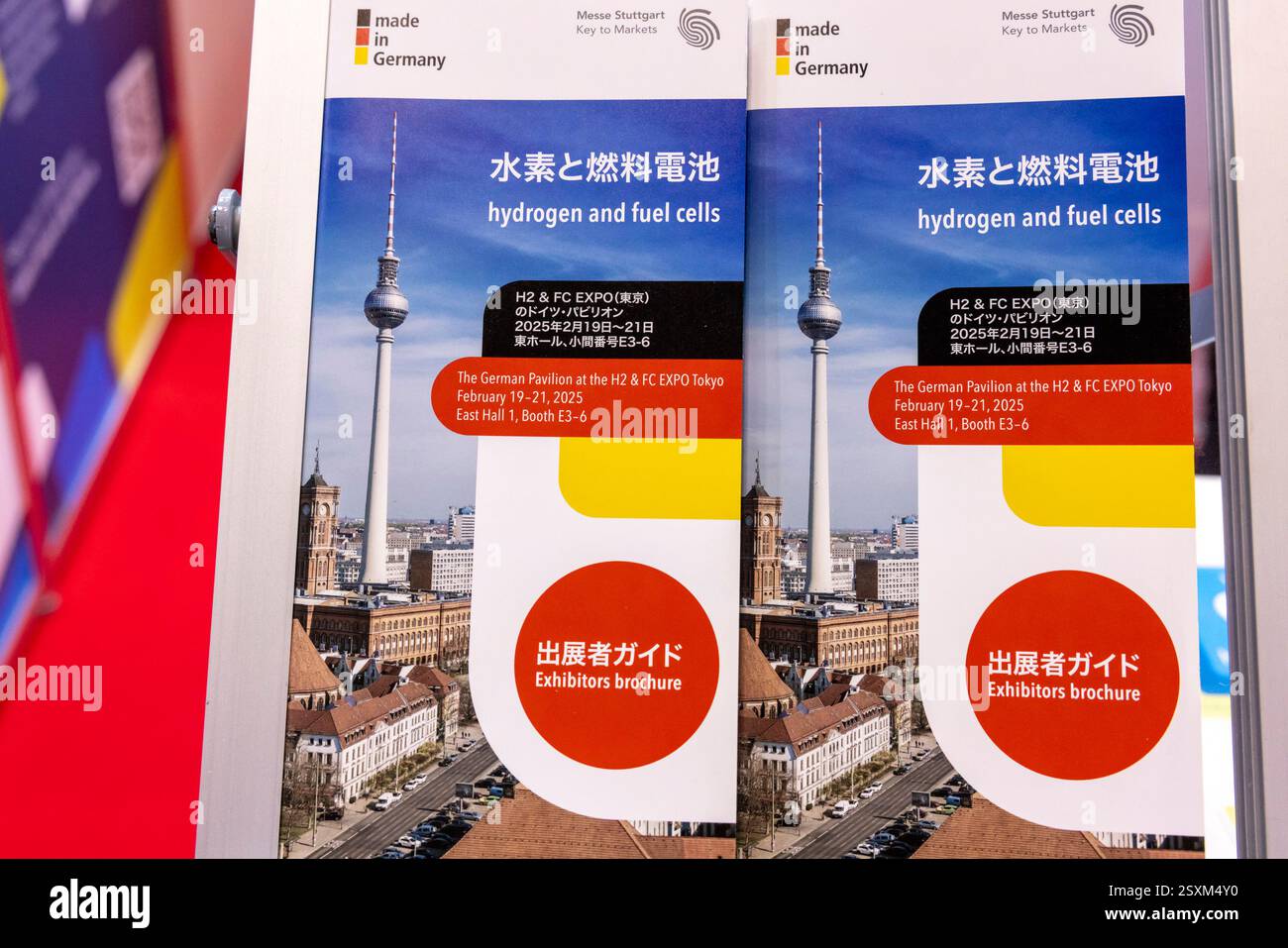 Padiglione tedesco alla Smart Energy Week di Tokyo Big Sight che promuove le tecnologie dell'idrogeno tedesco. La Smart Energy Week 2025 ha presentato innovazioni all'avanguardia finalizzate alla sostenibilità e alla conservazione ambientale. Tenuto a Big Sight, ha presentato una serie di soluzioni ecocompatibili provenienti da sistemi di energia rinnovabile come pannelli solari, tecnologia a idrogeno, turbine eoliche e carburanti alternativi per veicoli elettrici. Gli espositori internazionali hanno messo in evidenza i progressi compiuti in materia di efficienza energetica, riduzione dei rifiuti e tecnologie a emissioni zero, attirando una folla di innovatori, aziende e partecipanti eco-consapevoli desiderosi di farlo Foto Stock