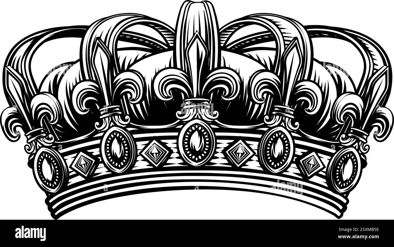 Illustrazione dello stemma per incisione Crown Heraldic Vintage Illustrazione Vettoriale
