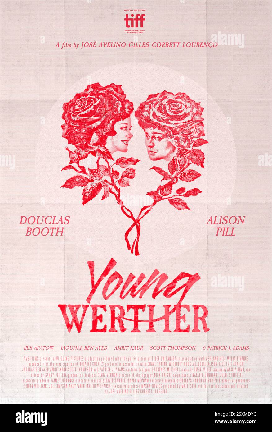Young Werther (2025) diretto da José Lourenceo e interpretato da Douglas Booth e Alison Pill. Una rivisitazione moderna del classico racconto di Goethe, The Sorrows of Young Werther, su uno scrittore che si innamora di una donna, ma scopre che è già fidanzata. SOLO PER USO EDITORIALE di poster canadesi. Credito: Pellicole BFA/VVS Foto Stock