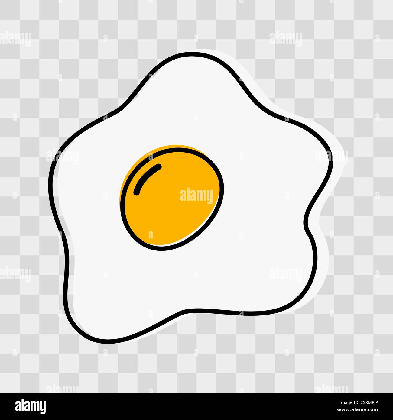 Uovo fritto a mano libera tratto scuro e riempimento non da solo contorno icona del doodle elemento di design Egg Day. Poster con illustrazione di Vector isolata, scheda menu o materiale promozionale Web, prezzo, etichette Illustrazione Vettoriale