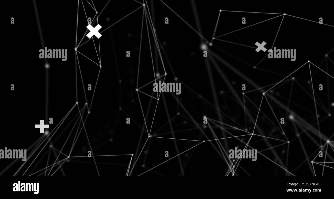 Immagine dell'elaborazione dei dati e della rete di connessioni con spot Foto Stock