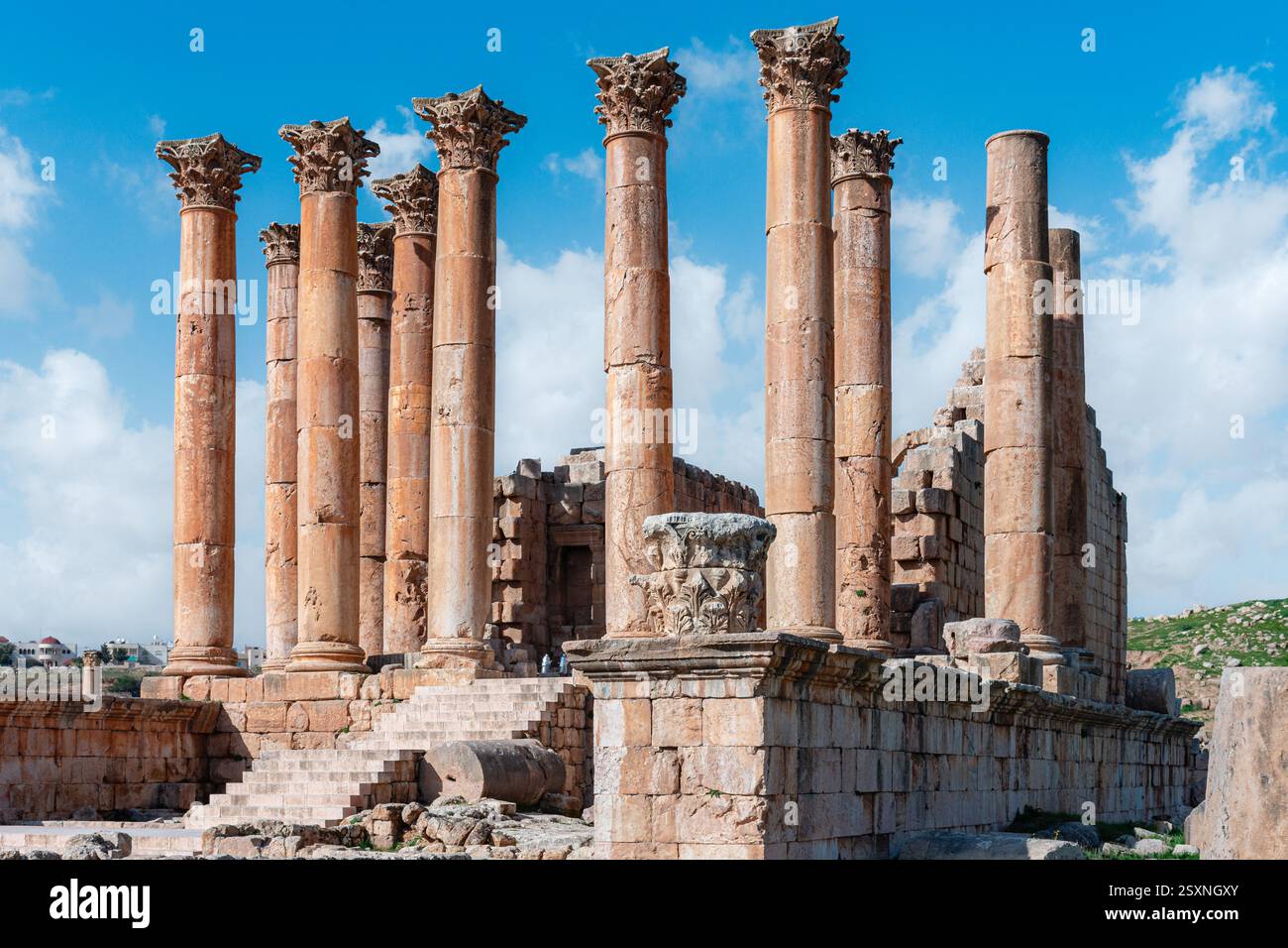 Il Tempio di Artemide a Jerash, in Giordania Foto Stock
