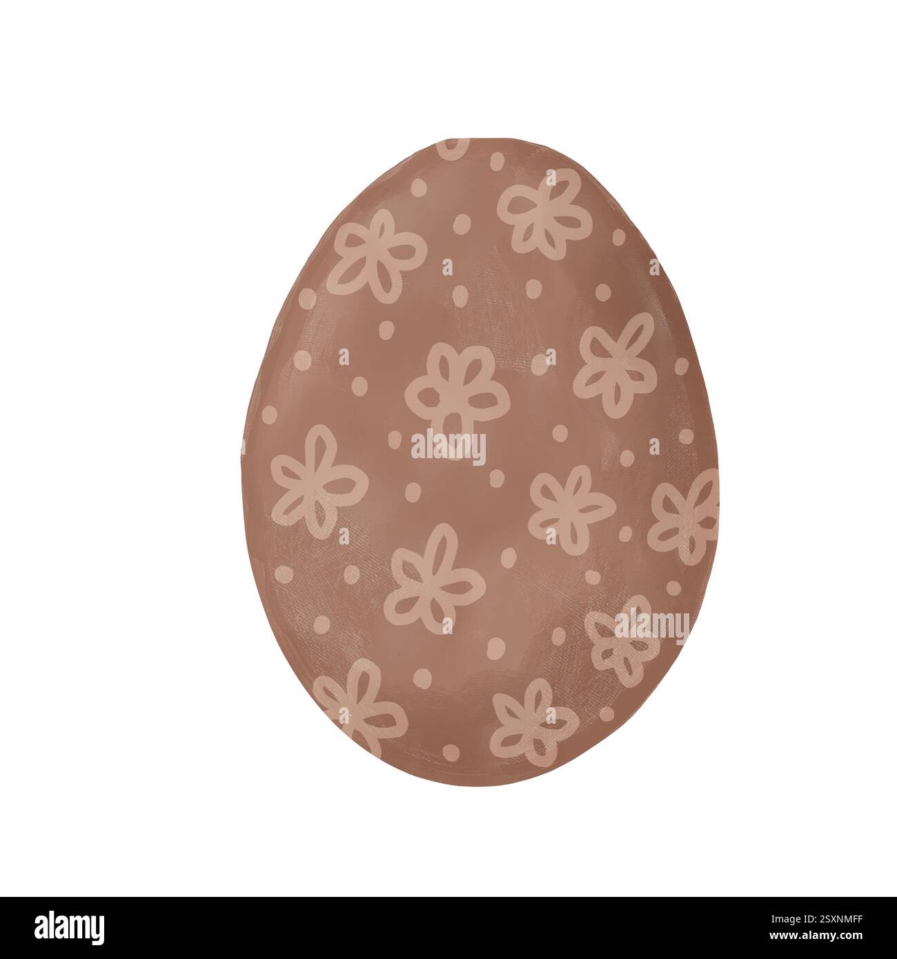 uova di pasqua felici disegnate a mano di colore beige marrone mocha mousse con ornamento a pois floreale. Simboli religiosi cristiani colorati per il design di tessere, design minimalista semplice per l'arte delle feste primaverili Foto Stock