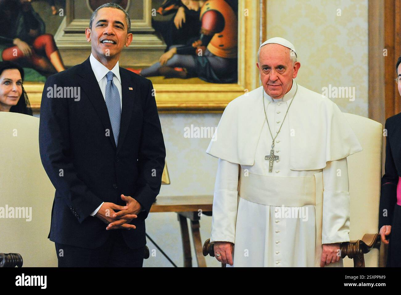 Città del Vaticano - Papa Francesco incontra il presidente degli Stati Uniti d'America Barack Obama in un'udienza privata - 27 marzo 2014 Foto Stock