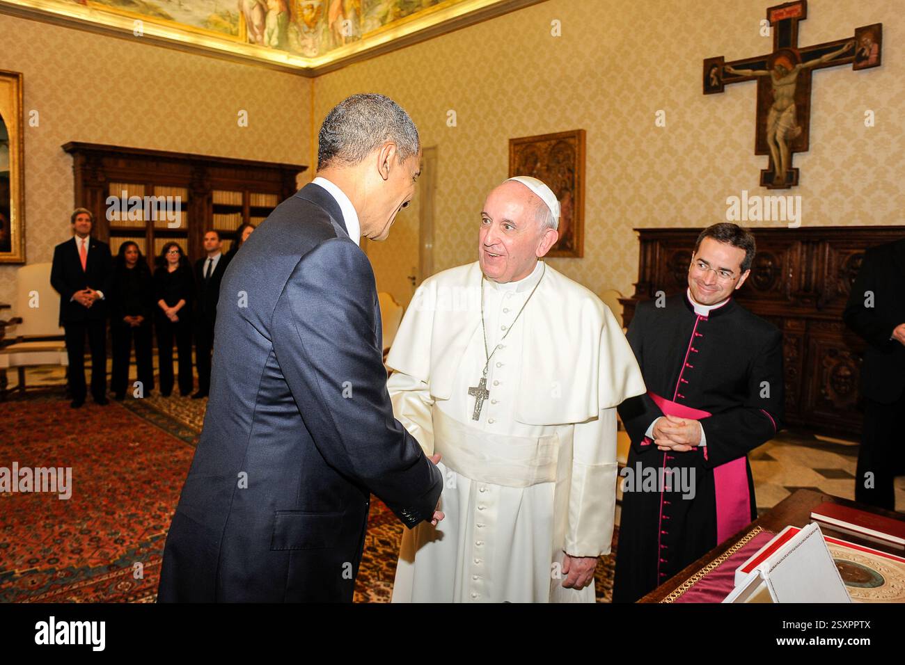 Città del Vaticano - Papa Francesco incontra il presidente degli Stati Uniti d'America Barack Obama in un'udienza privata - 27 marzo 2014 Foto Stock