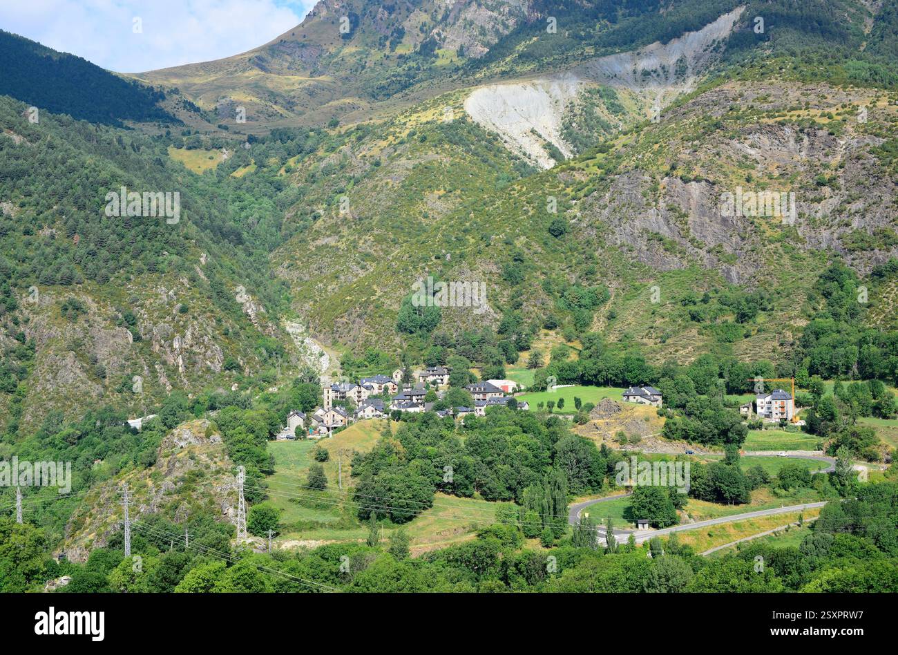 Erill la Vall, villaggio. Comune di Vall de Boí, alta Ribaganza, Lleida, Catalogna, Spagna. Foto Stock