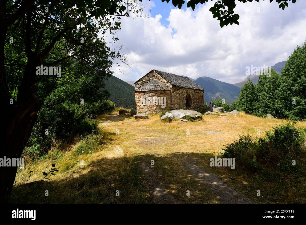 Taüll, eremo di Sant Quirc (romanico, XII secolo). Vall de Boí, alta Ribaganza, Lleida, Catalogna, Spagna. Foto Stock