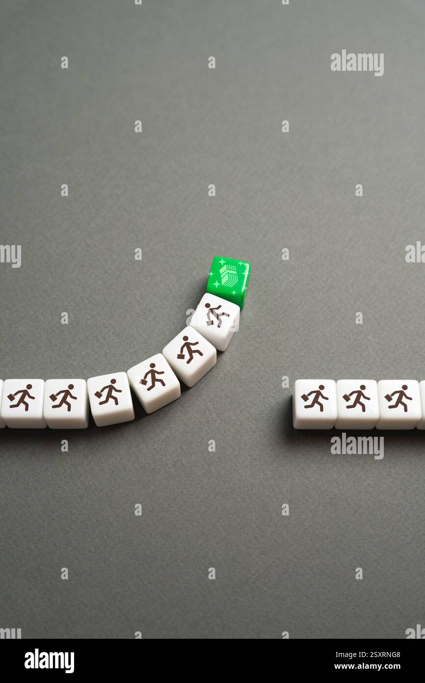 Cambiamento dei flussi di lavoro. I lavoratori cercano posti di lavoro retribuiti più alti. Tendenze occupazionali, migrazione della forza lavoro, cambiamenti nel mercato del lavoro, avanzamento di carriera ed economia Foto Stock