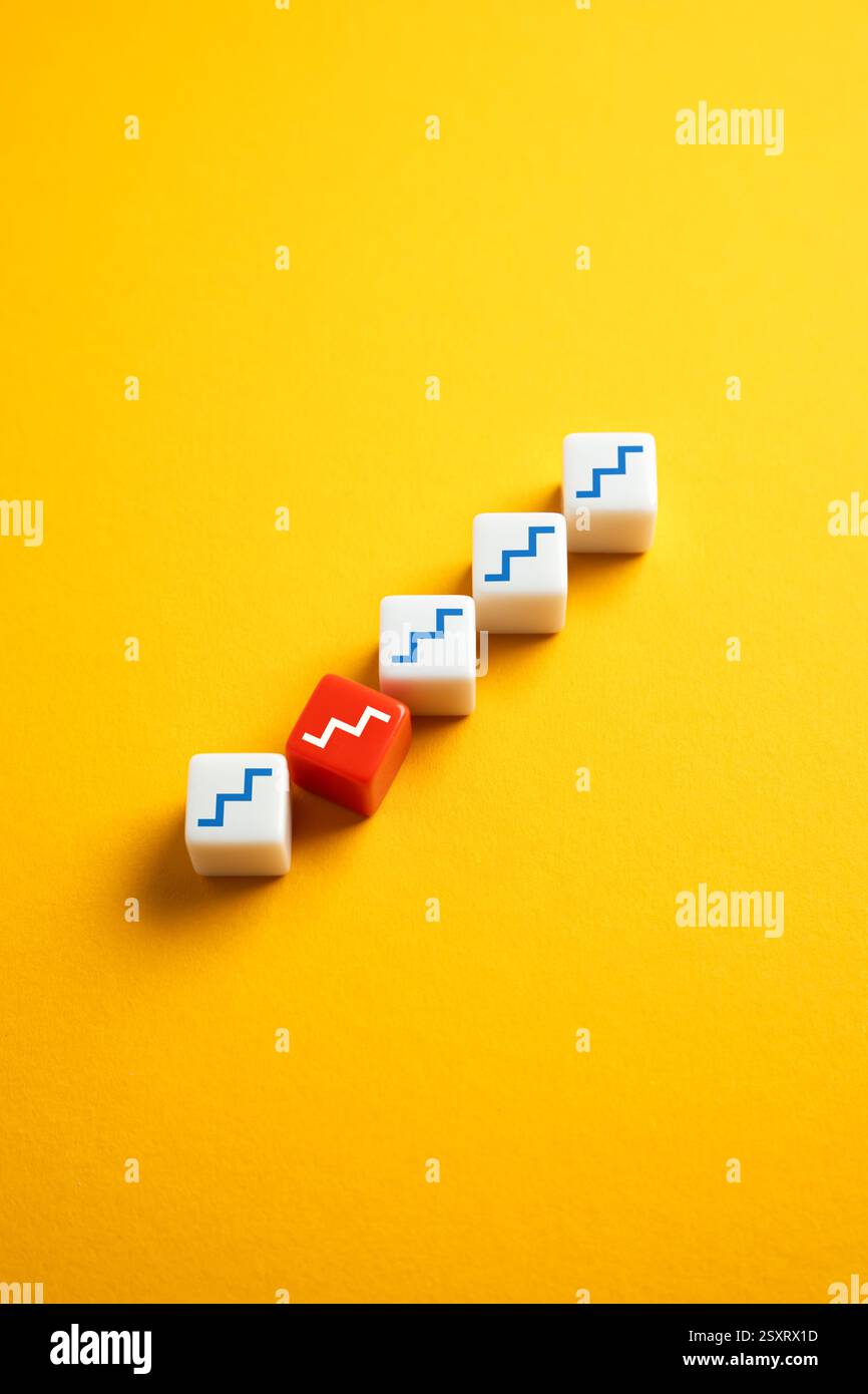 Rottura della scala aziendale della carriera. Ascensore sociale non funzionante. Ostacoli al progresso. Disuguaglianza sul luogo di lavoro. Precarietà del lavoro e stru socioeconomico Foto Stock