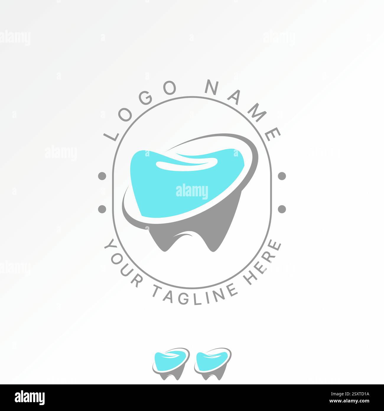 Design del logo concetto grafico creativo premium immagine vettoriale stock top sell medico dente foglia natura sorriso taglio Swoosh icona denti sbiancamento brillante Illustrazione Vettoriale