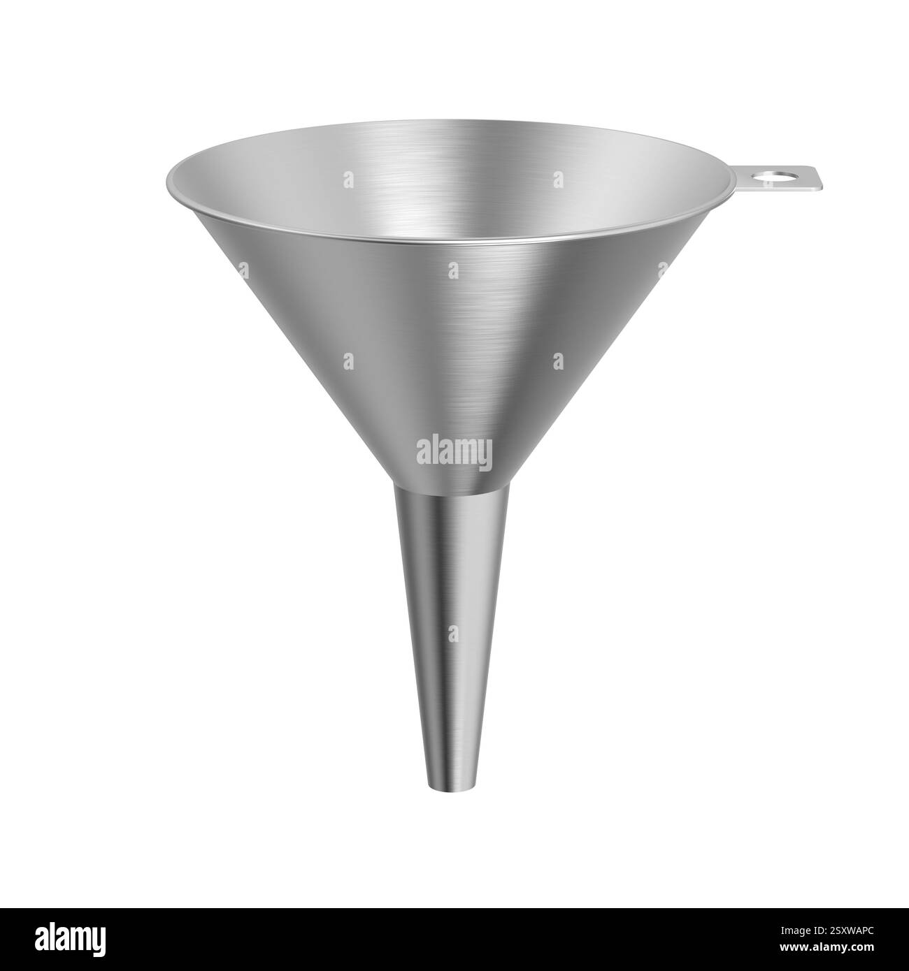 Imbuto in acciaio inox. Isolato. Sfondo trasparente. illustrazione 3d. Foto Stock