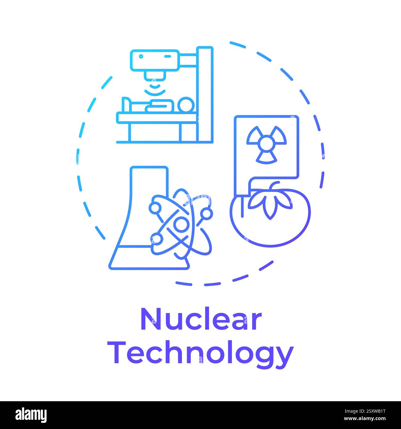 Icona del concetto di gradiente blu della tecnologia nucleare Illustrazione Vettoriale