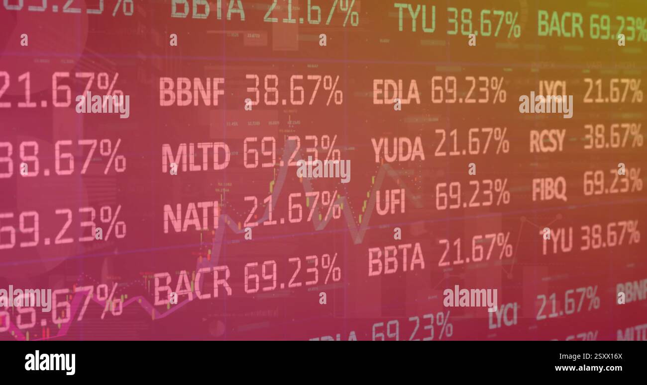 Immagine del trattamento dei dati finanziari Foto Stock