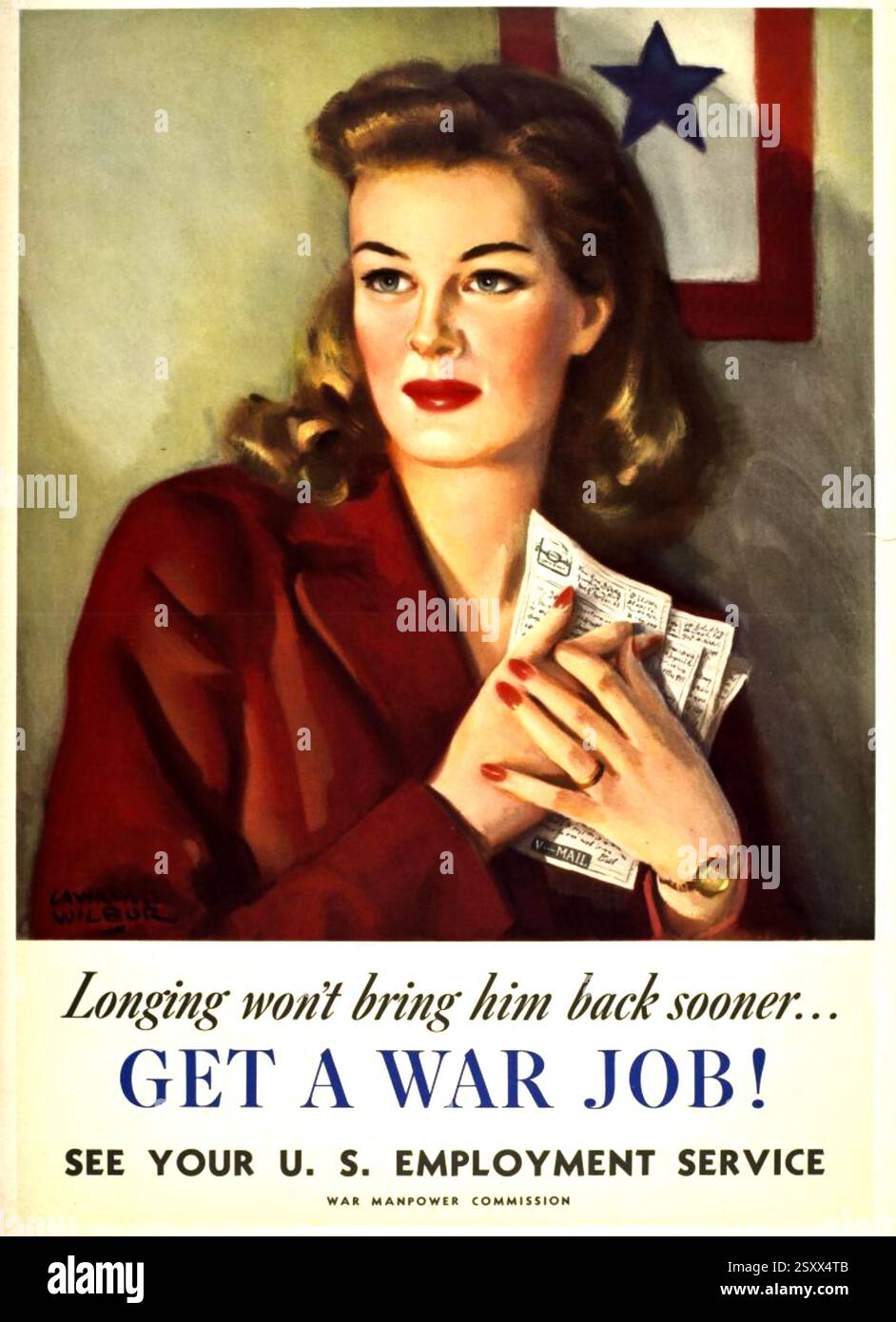 PROCURATI Un LAVORO DI GUERRA poster di propaganda americana intorno al 1943 Foto Stock
