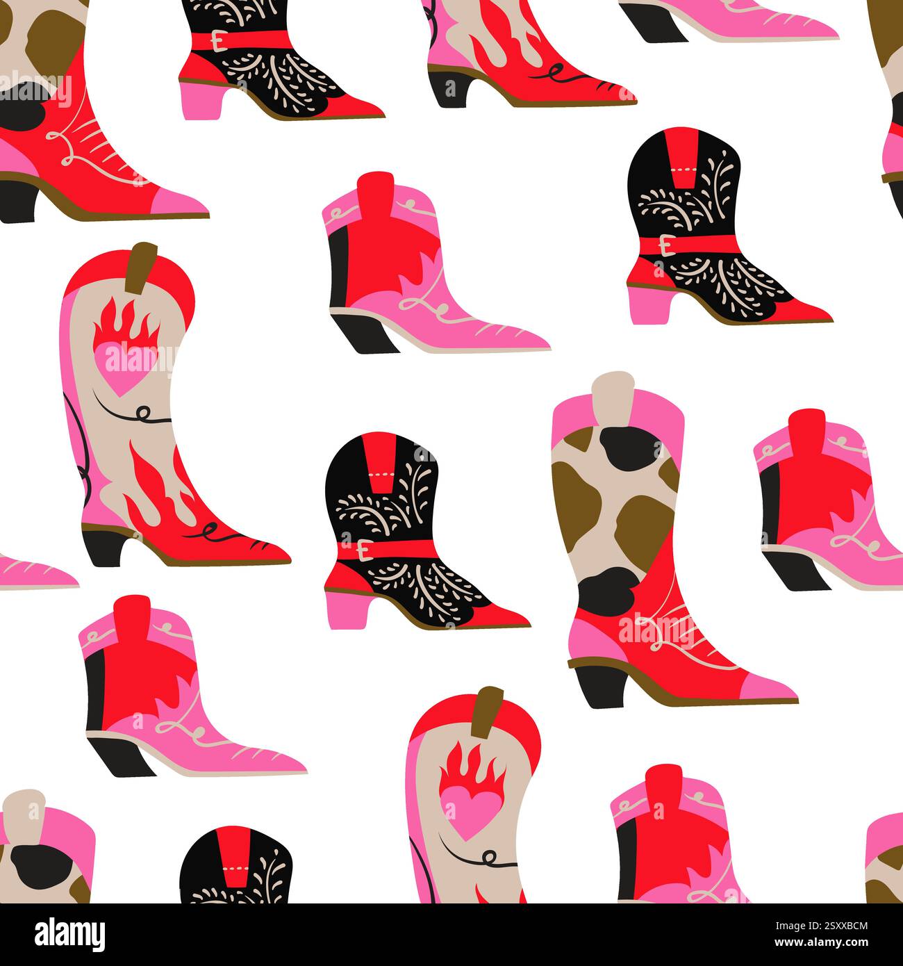 Motivo senza cuciture con stivali da cowboy americani. Vettore. Illustrazione Vettoriale