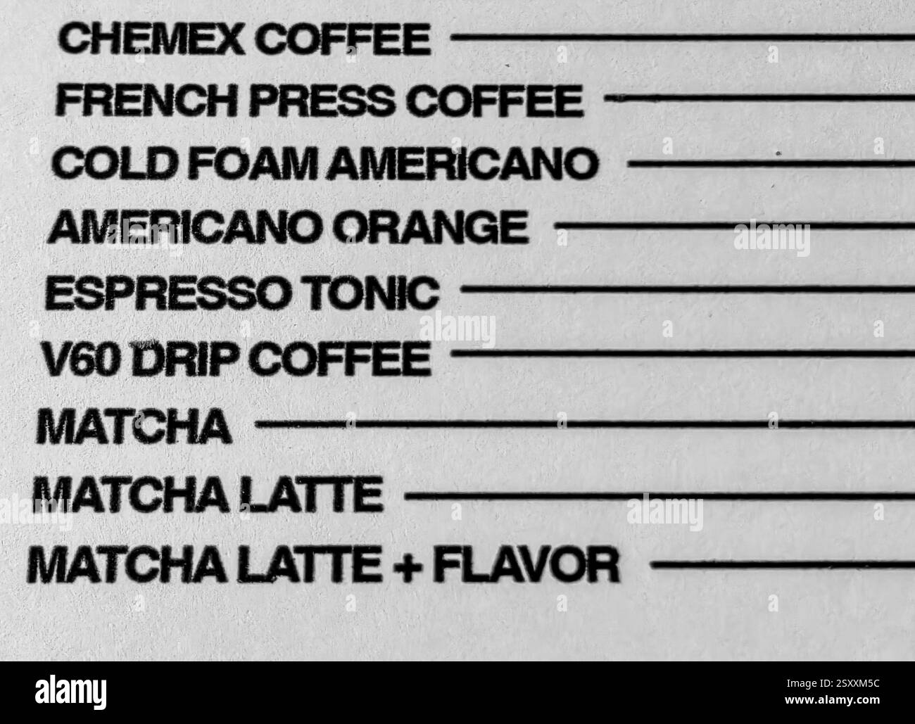 Minimalismo , Menu caffè. Foto Stock