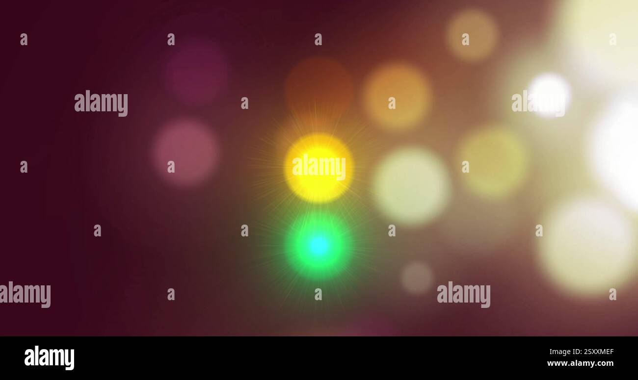 Sfere luminose e effetto bokeh su sfondo scuro Foto Stock