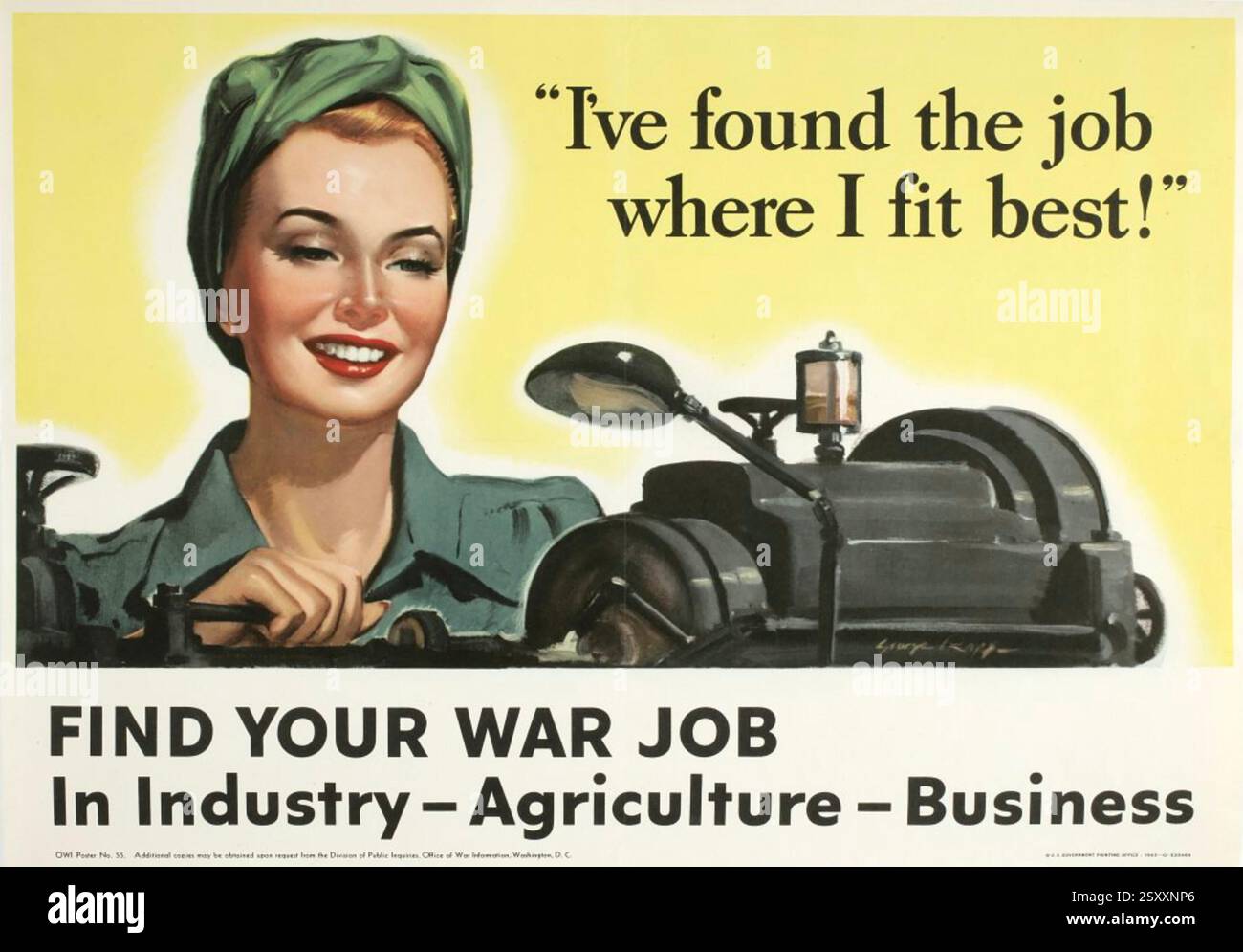 TROVA IL TUO LAVORO DI GUERRA poster americano della seconda guerra mondiale intorno al 1942 Foto Stock