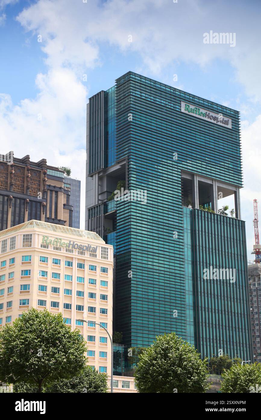 SINGAPORE, SINGAPORE - 14 MARZO 2024: Raffles Hospital, fornitore di servizi sanitari privati nella città di Singapore. Foto Stock