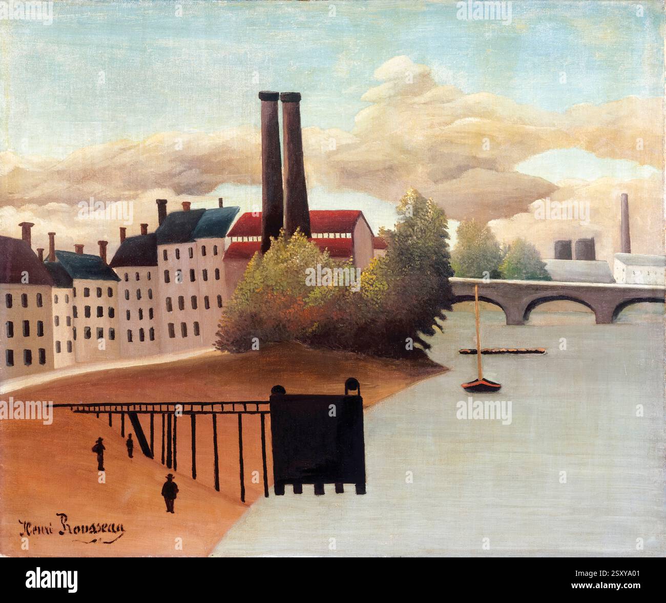 Henri Rousseau, gli ambienti di Parigi, pittura di paesaggio ad olio su tela, 1909 Foto Stock