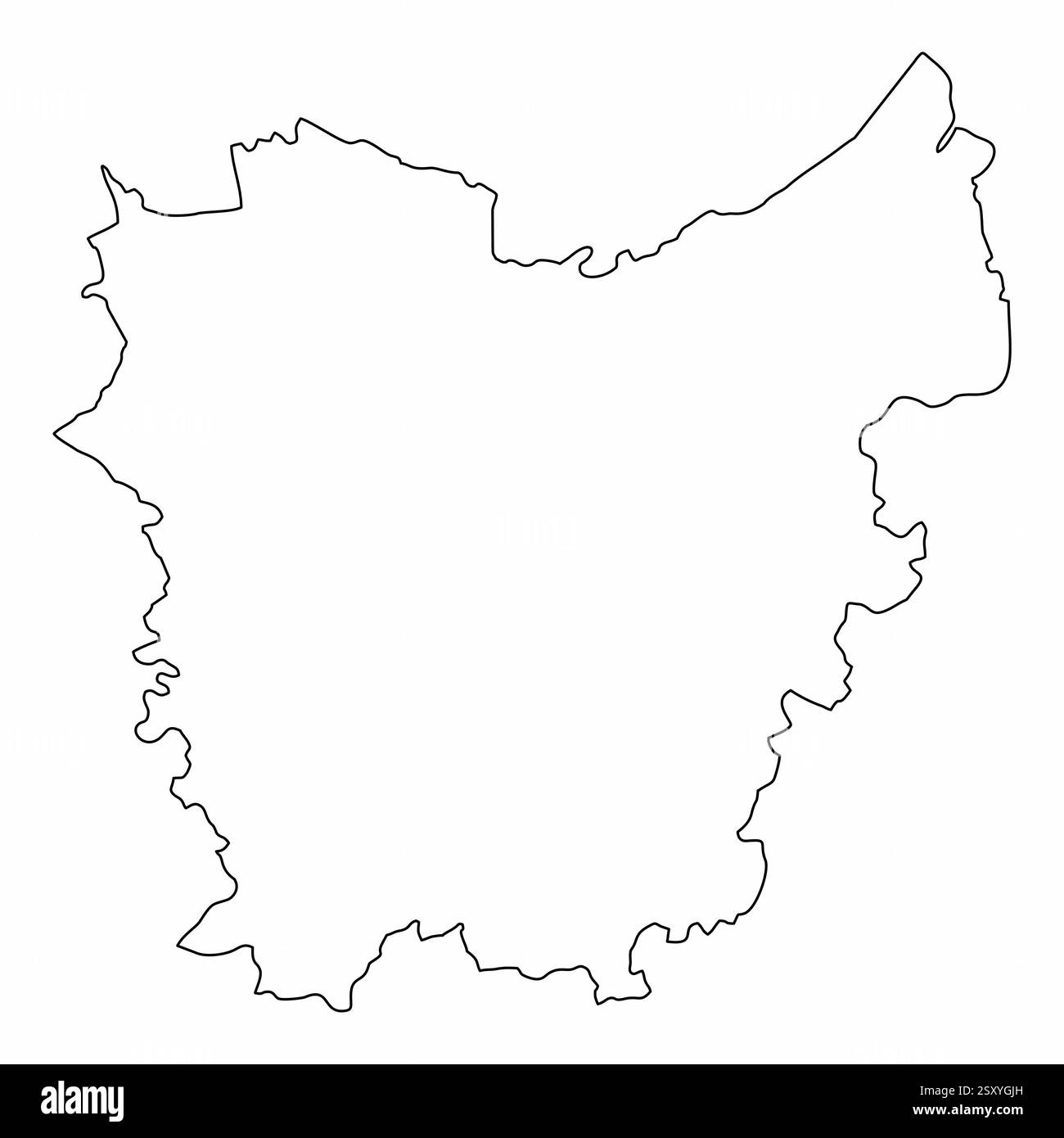 Mappa delineata delle Fiandre orientali isolata su sfondo bianco, Belgio Illustrazione Vettoriale