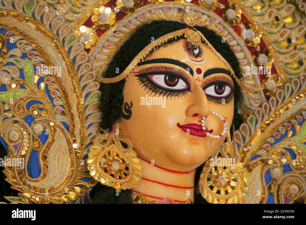 Statua della dea durga a kolkata, Calcutta, India, Asia Foto Stock