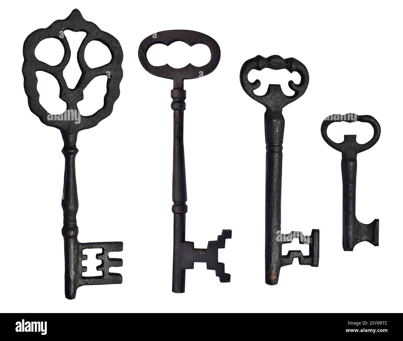 Vecchio nero catena chiave retro vintage isolato Foto Stock