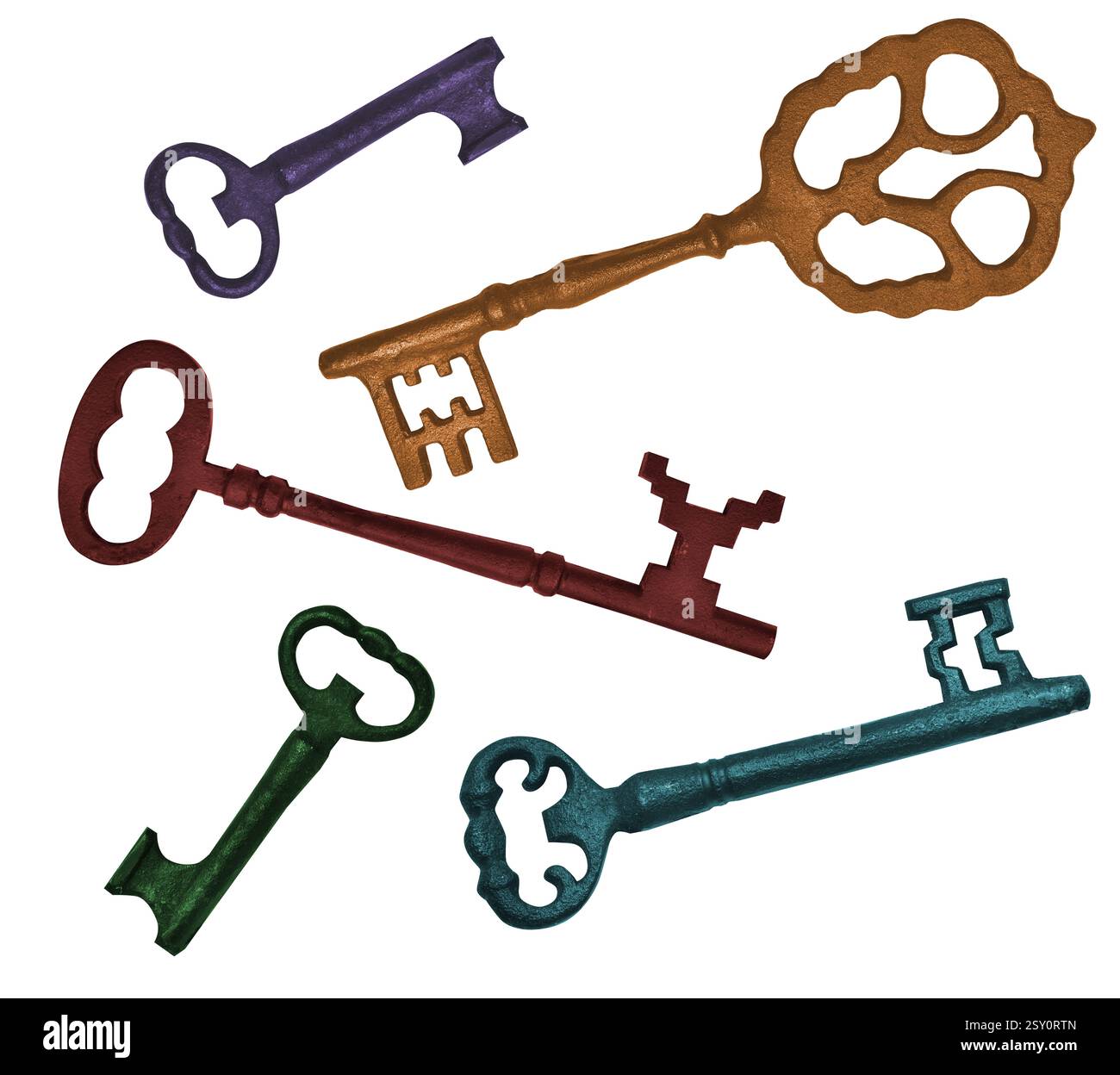 Vecchio nero catena chiave retro vintage isolato Foto Stock