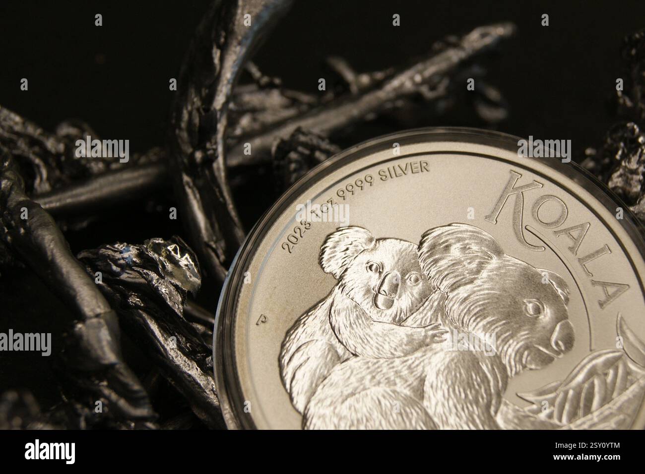 Koala australiano da 1 dollaro 2023. Monete da investimento in argento su pezzi d'argento Foto Stock